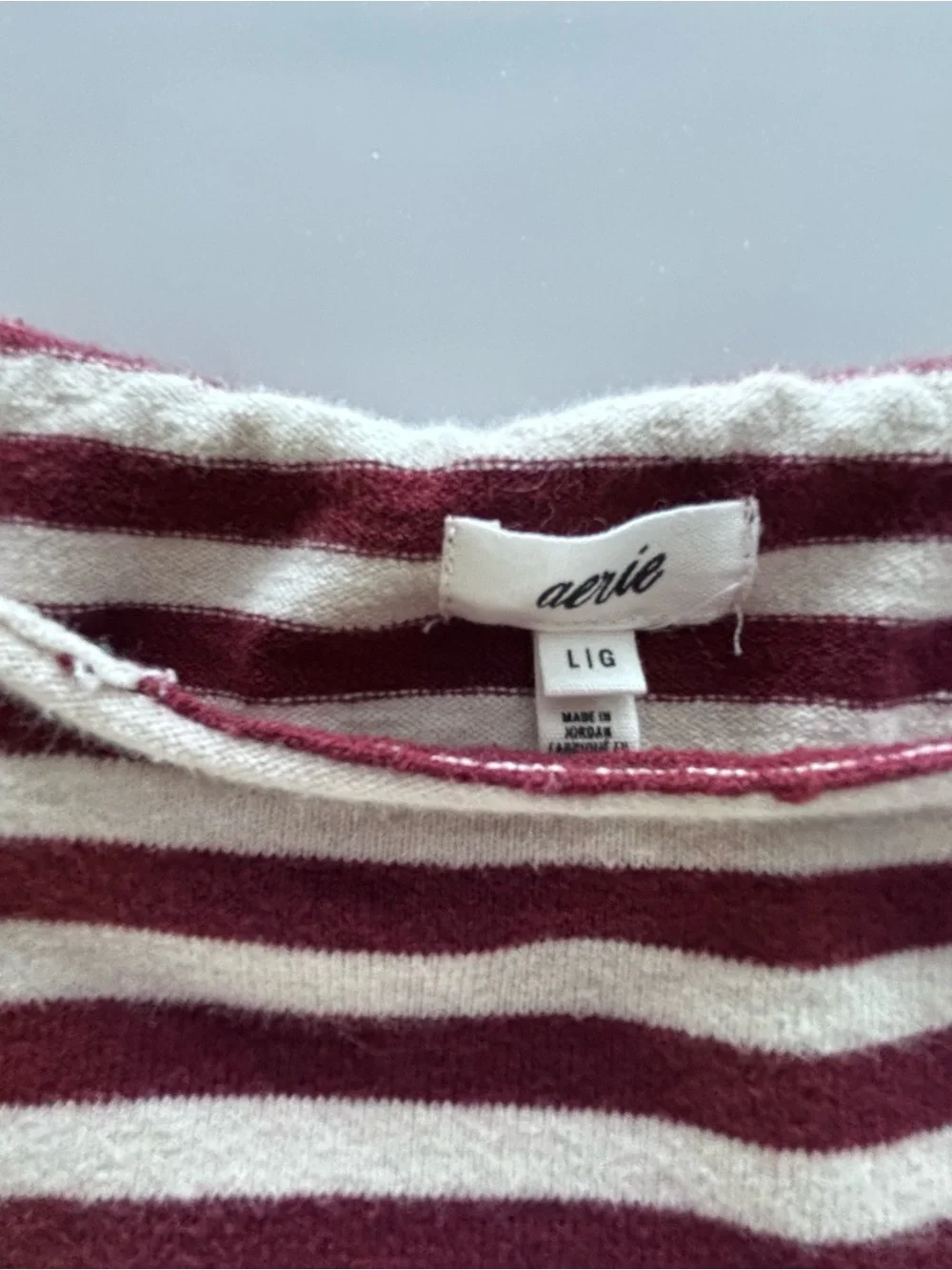 Striped Maroon and Cream Women's Aerie  Top